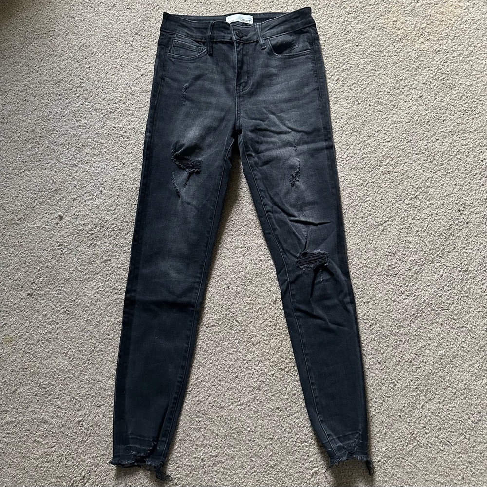 Vervet Black Distressed Skinny Jeans Sz 26 VT1227